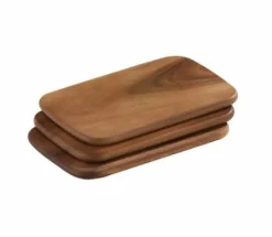 Assiett i akaciaträ, 22x15cm, 3-pack - Zassenhaus