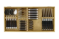 Bestickset 03, Handtag av Mörkt Horn, blank, Tradition - Forge de Laguiole