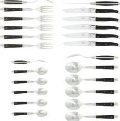 Bestickset 03, Handtag av Mörkt Horn, blank, Tradition - Forge de Laguiole