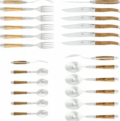 Bestickset 03, Handtag av Oliv, blank, Tradition - Forge de Laguiole