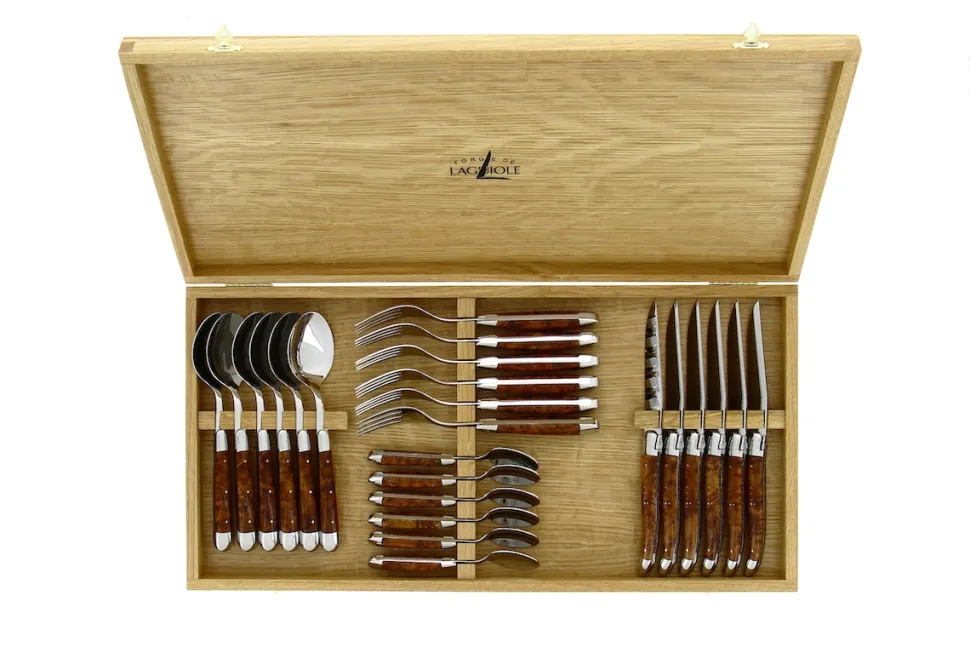 Bestickset 03, Handtag av Tuja, blank, Tradition - Forge de Laguiole