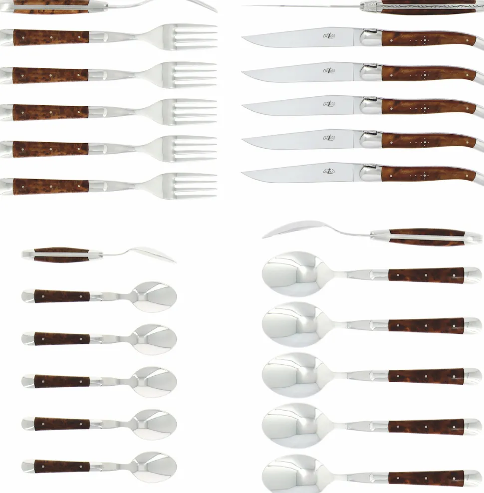 Bestickset 03, Handtag av Tuja, blank, Tradition - Forge de Laguiole