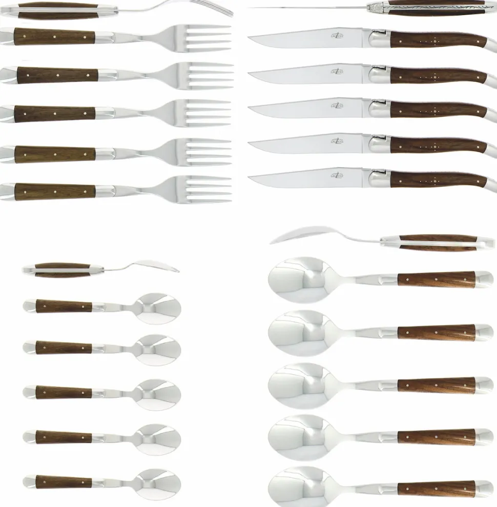 Bestickset 05, Handtag av Valnöt, blank, Tradition - Forge de Laguiole