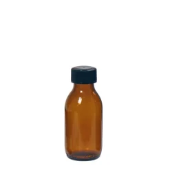 Brun glasflaska med skruvkork, 100 ml