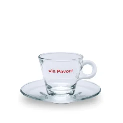 Espressokoppar i glas med fat, 6-pack - La Pavoni