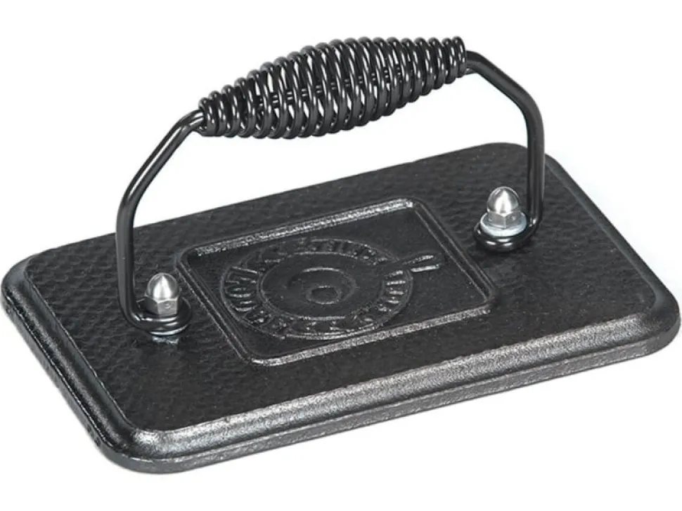 Flat grillpress/stekvikt i gjutjärn, 1,3 kg, Seasoned - Lodge