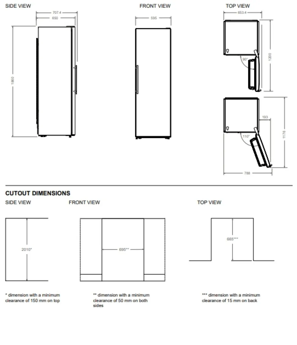Frys Professional, Fristående, 186 cm, Rostfri - Bertazzoni