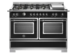 Gasspis Heritage, 120 cm, 6 brännare + stekbord, 2 ugnar, Mattsvart - Bertazzoni