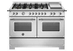 Gasspis Heritage, 120 cm, 6 brännare + stekbord, 2 ugnar, Rostfri - Bertazzoni
