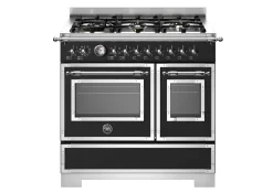 Gasspis Heritage, 90 cm, 6 brännare, 2 ugnar, Mattsvart - Bertazzoni
