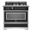 Gasspis Heritage, 90 cm, 6 brännare, 1 ugn, Mattsvart - Bertazzoni
