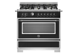 Gasspis Heritage, 90 cm, 6 brännare, 1 ugn, Mattsvart - Bertazzoni