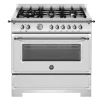 Gasspis Heritage, 90 cm, 6 brännare, 1 ugn, Rostfri - Bertazzoni