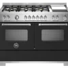 Gasspis Master, 120 cm, 6 brännare + stekbord, 2 ugnar, Mattsvart - Bertazzoni