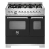 Gasspis Master, 90 cm, 6 brännare, 2 ugnar, Mattsvart - Bertazzoni