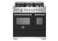 Gasspis Master, 90 cm, 6 brännare, 2 ugnar, Mattsvart - Bertazzoni