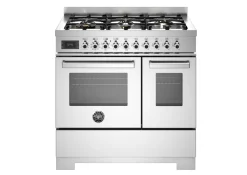 Gasspis Professional, 90 cm, 6 brännare, 2 ugnar, Rostfri - Bertazzoni