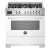 Gasspis Professional, 90 cm, 6 brännare, 1 ugn, Vit - Bertazzoni