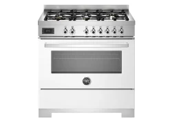 Gasspis Professional, 90 cm, 6 brännare, 1 ugn, Vit - Bertazzoni