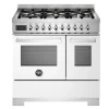 Gasspis Professional, 90 cm, 6 brännare, 2 ugnar, Vit - Bertazzoni