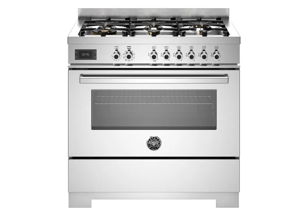 Gasspis Professional, 90 cm, 6 brännare, 1 ugn, Rostfri - Bertazzoni