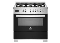 Gasspis Professional, 90 cm, 6 brännare, 1 ugn, Svart - Bertazzoni