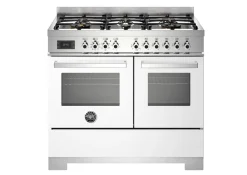 Gasspis Professional, 100 cm, 6 brännare, 2 ugnar, Vit - Bertazzoni