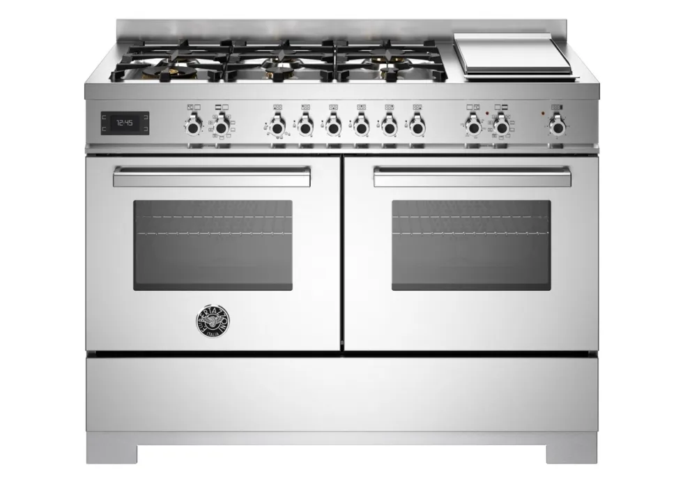 Gasspis Professional, 120 cm, 6 brännare + stekbord, 2 ugnar, Rostfri - Bertazzo