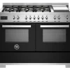 Gasspis Professional, 120 cm, 6 brännare + stekbord, 2 ugnar, Svart - Bertazzoni