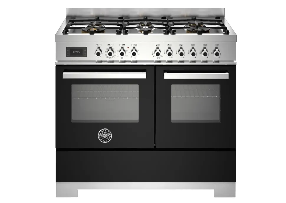 Gasspis Professional, 100 cm, 6 brännare, 2 ugnar, Svart - Bertazzoni