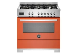 Gasspis Professional, 90 cm, 6 brännare, 1 ugn, Orange - Bertazzoni