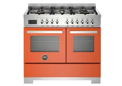 Gasspis Professional, 100 cm, 6 brännare, 2 ugnar, Orange - Bertazzoni