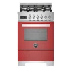 Gasspis Professional, 60 cm, 4 brännare, 1 ugn, Röd - Bertazzoni