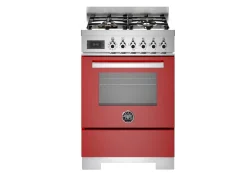Gasspis Professional, 60 cm, 4 brännare, 1 ugn, Röd - Bertazzoni