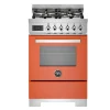 Gasspis Professional, 60 cm, 4 brännare, 1 ugn, Orange - Bertazzoni