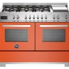 Gasspis Professional, 120 cm, 6 brännare + stekbord, 2 ugnar, Orange - Bertazzon