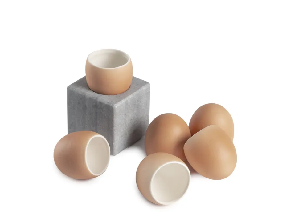 Ägg i porslin för servering, bruna, 10-pack - 100% Chef