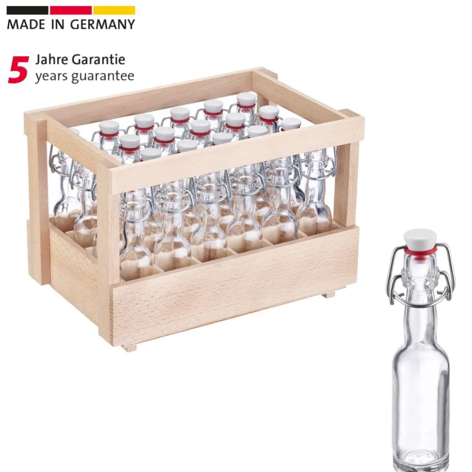 Glasflaska med bygelkork i trälåda, 40 ml, 24-pack - Westmark