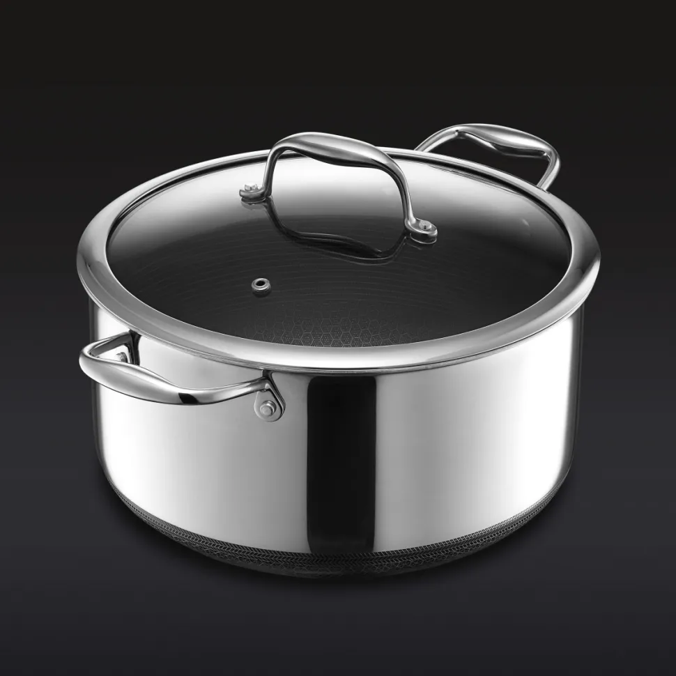 Gryta med glaslock, nonstick, 7,6 L - Hexclad