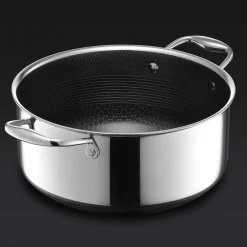 Gryta med lock i rostfritt stål, nonstick, 4,7 L - Hexclad