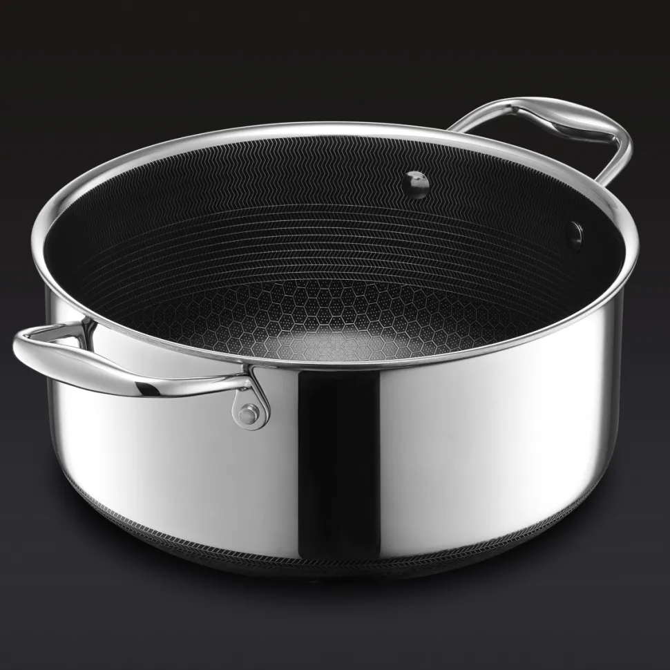 Gryta med lock i rostfritt stål, nonstick, 4,7 L - Hexclad