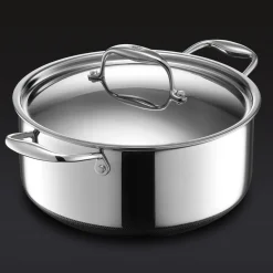 Gryta med lock i rostfritt stål, nonstick, 4,7 L - Hexclad