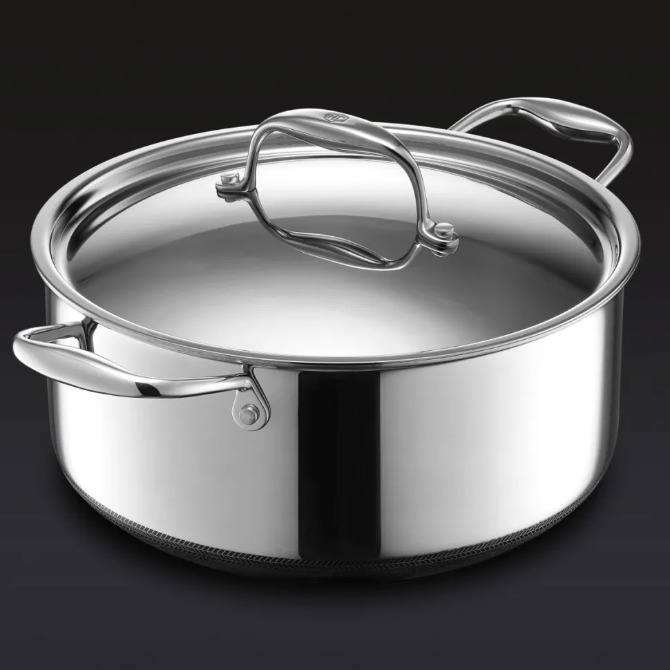 Gryta med lock i rostfritt stål, nonstick, 4,7 L - Hexclad