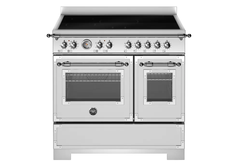 Induktionsspis Heritage, 90 cm, 5 zoner, 2 ugnar, Rostfri - Bertazzoni
