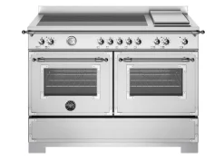 Induktionsspis Heritage, 120 cm, 5 zoner + stekbord, 2 ugnar, Rostfri - Bertazzo
