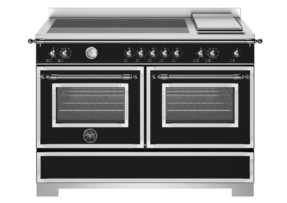 Induktionsspis Heritage, 120 cm, 5 zoner + stekbord, 2 ugnar, Mattsvart - Bertaz