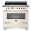 Induktionsspis Heritage, 90 cm, 5 zoner, 1 ugn, Elfenbensvit - Bertazzoni