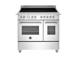 Induktionsspis Heritage utan dekorram, 90 cm, 5 zoner, 2 ugnar, Rostfri - Bertaz