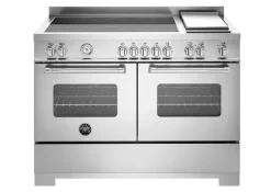 Induktionsspis Master, 120cm, 5 zoner + stekbord, 2 ugnar, Rostfri - Bertazzoni