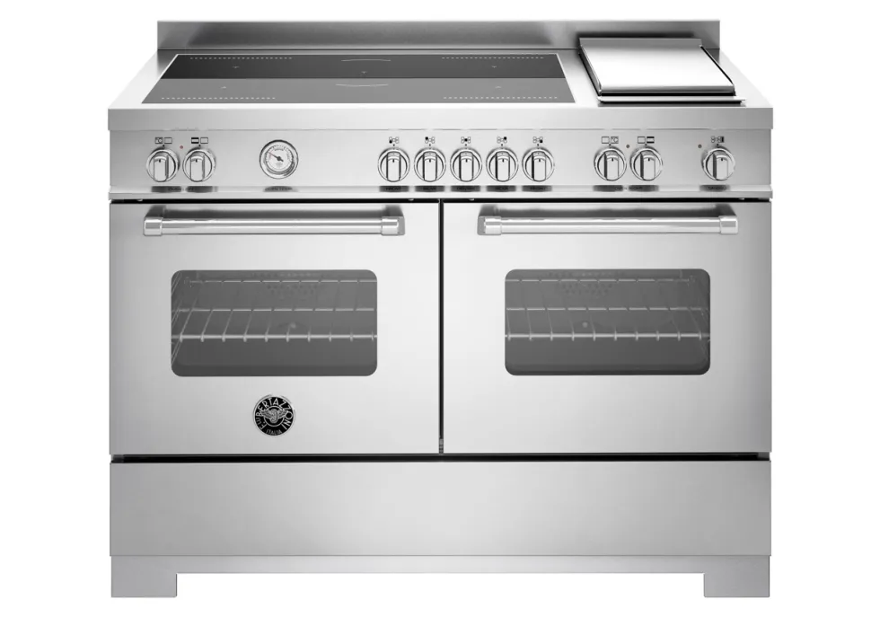 Induktionsspis Master, 120cm, 5 zoner + stekbord, 2 ugnar, Rostfri - Bertazzoni